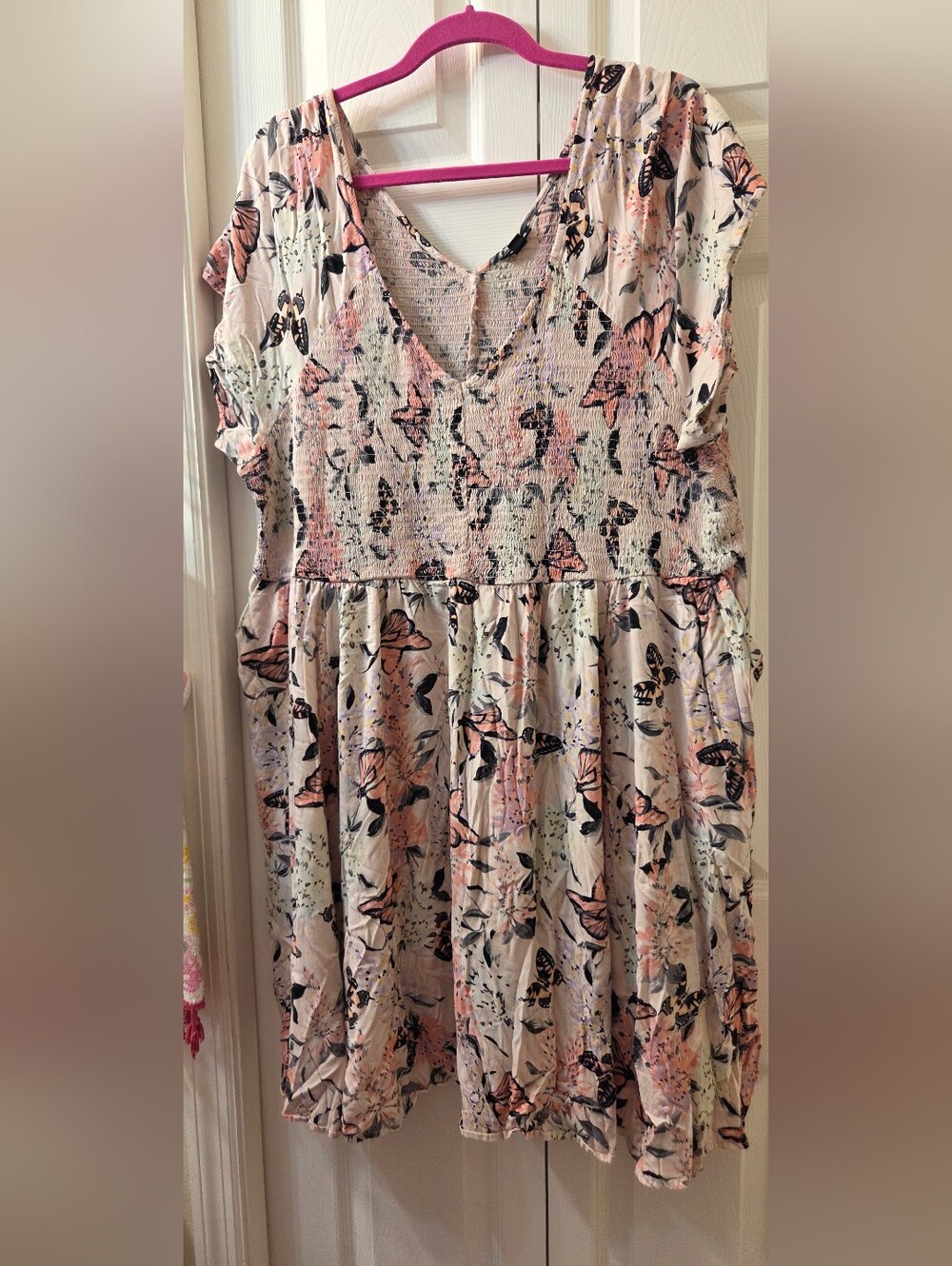 torrid Cream Butterfly Print V-Neck Mini Dress